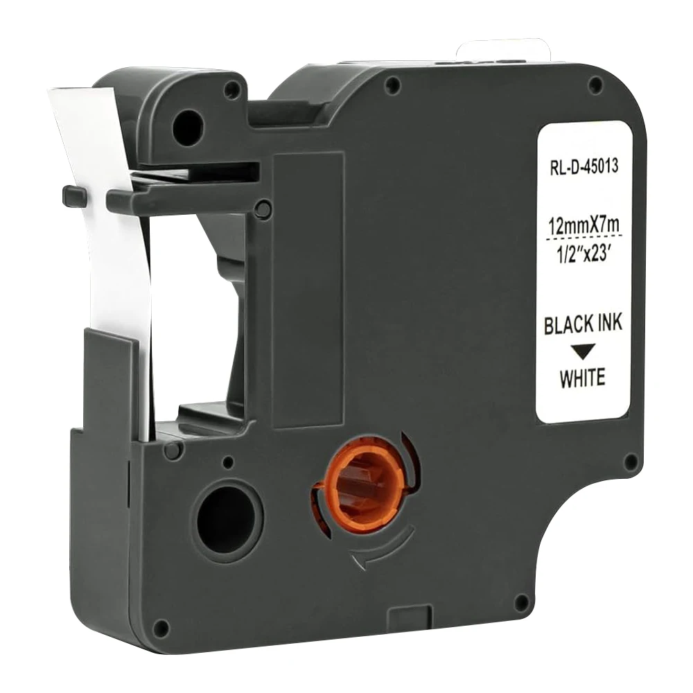 45013 Etikettenband Schwarz auf Weiß passend für Dymo D1 45013 Dymo 12mm für Dymo Label Manager 160 280