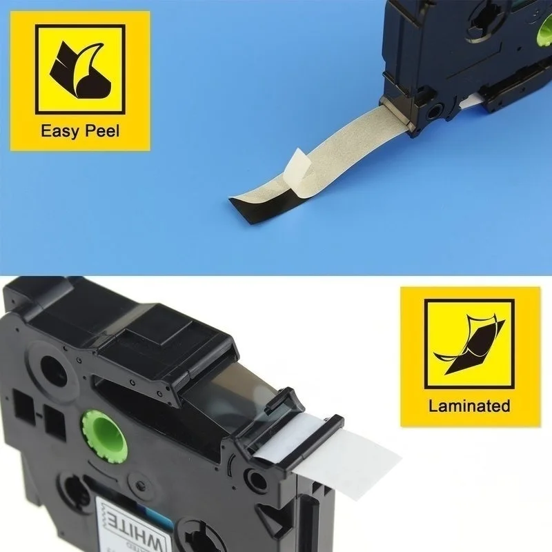 5er-Pack Tze-Klebeband 9mm 0,35' Laminiert Weiß passend für TZe-221 – Bild 5