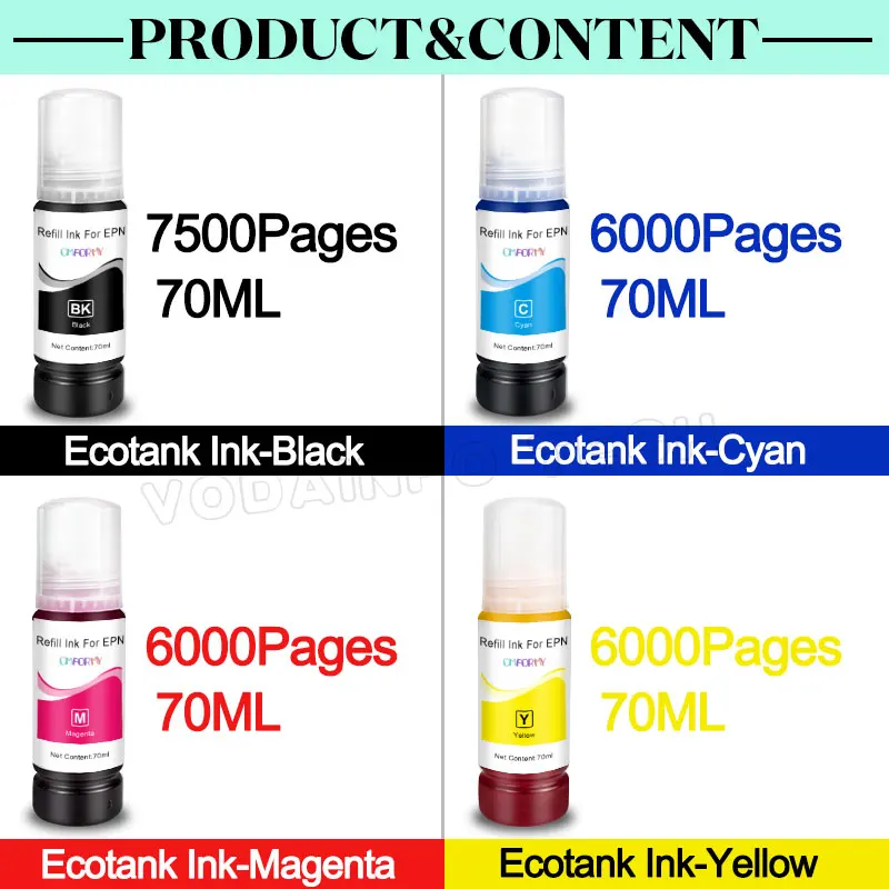 T544 544 Dye Ink 70 ml Flasche Nachfüllset Fit CISS passend für Epson – Bild 4