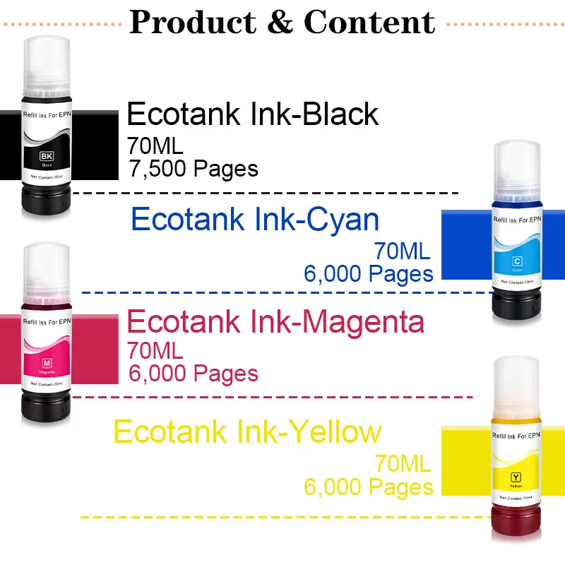 104, 522 103, Nachfülltinte passend für Epson EcoTank ET-2710 ET-2711 – Bild 3