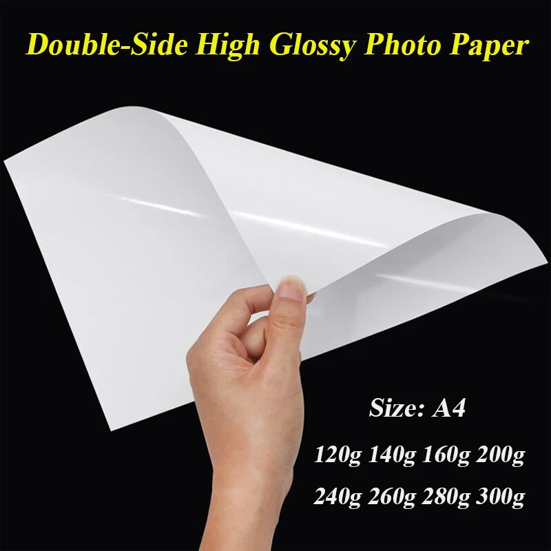 A4 doppelseitiges hochglänzendes Fotopapier passend für Tintenstrahldrucker 120 g, 140 g, 160 g, 200 g, 240 g
