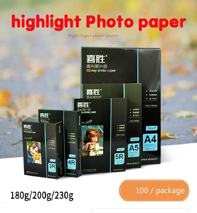 Tasche 3r/4r/5r Fotografische Glanz Papier Glänzend Druck Papier Drucker Foto Papier Farbe Druck (100 Stück)