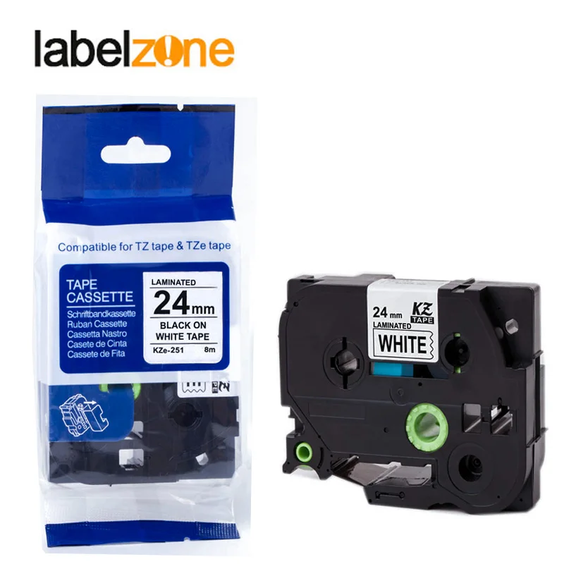 24mm Tze251 Schwarz auf Weiß Tz-251 passend für Brother (10 Stück) – Bild 3