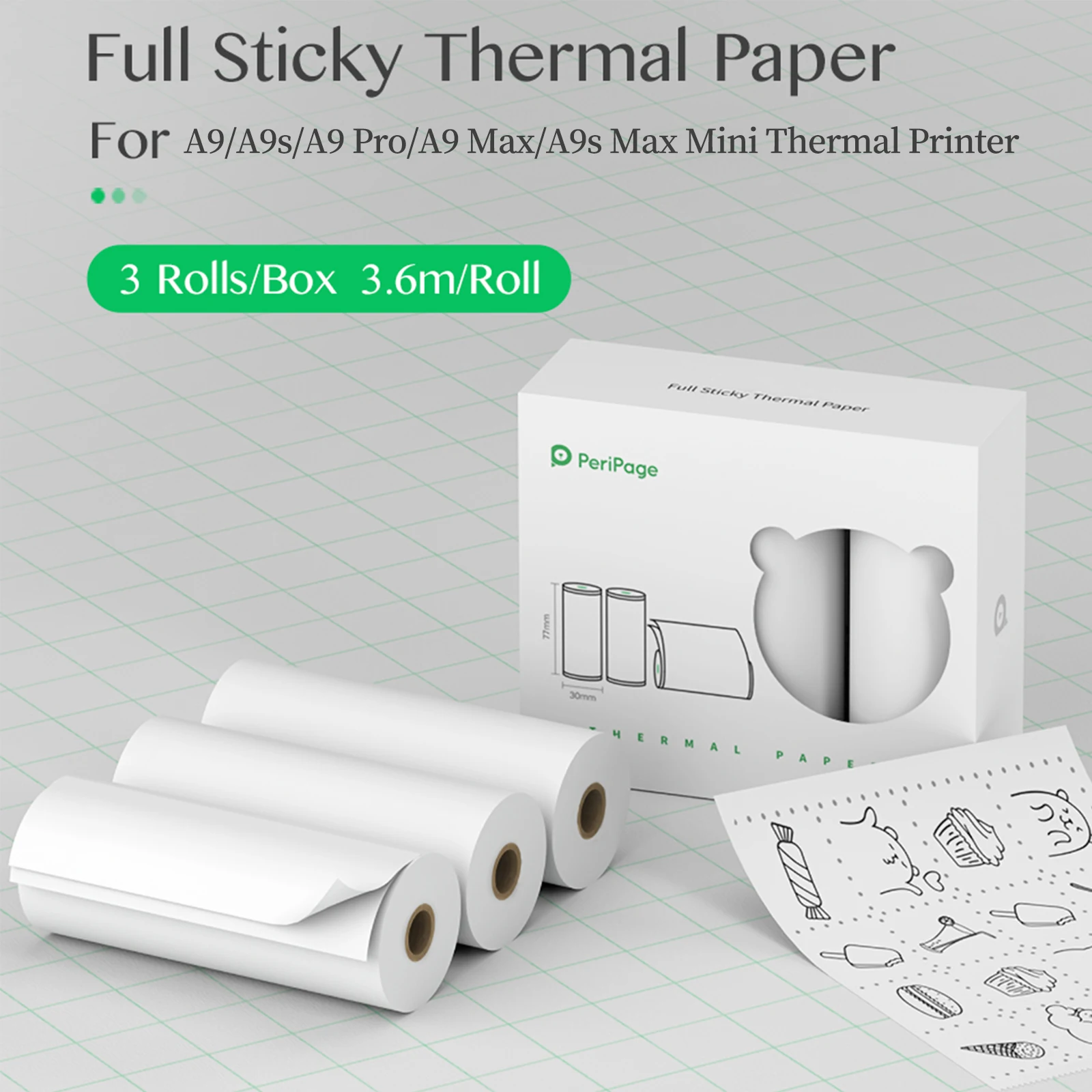 Peripage 107mm/77mm/56mm Thermopapier rolle bpa-freies, nicht klebendes Quittung druckpapier wasserdicht öl