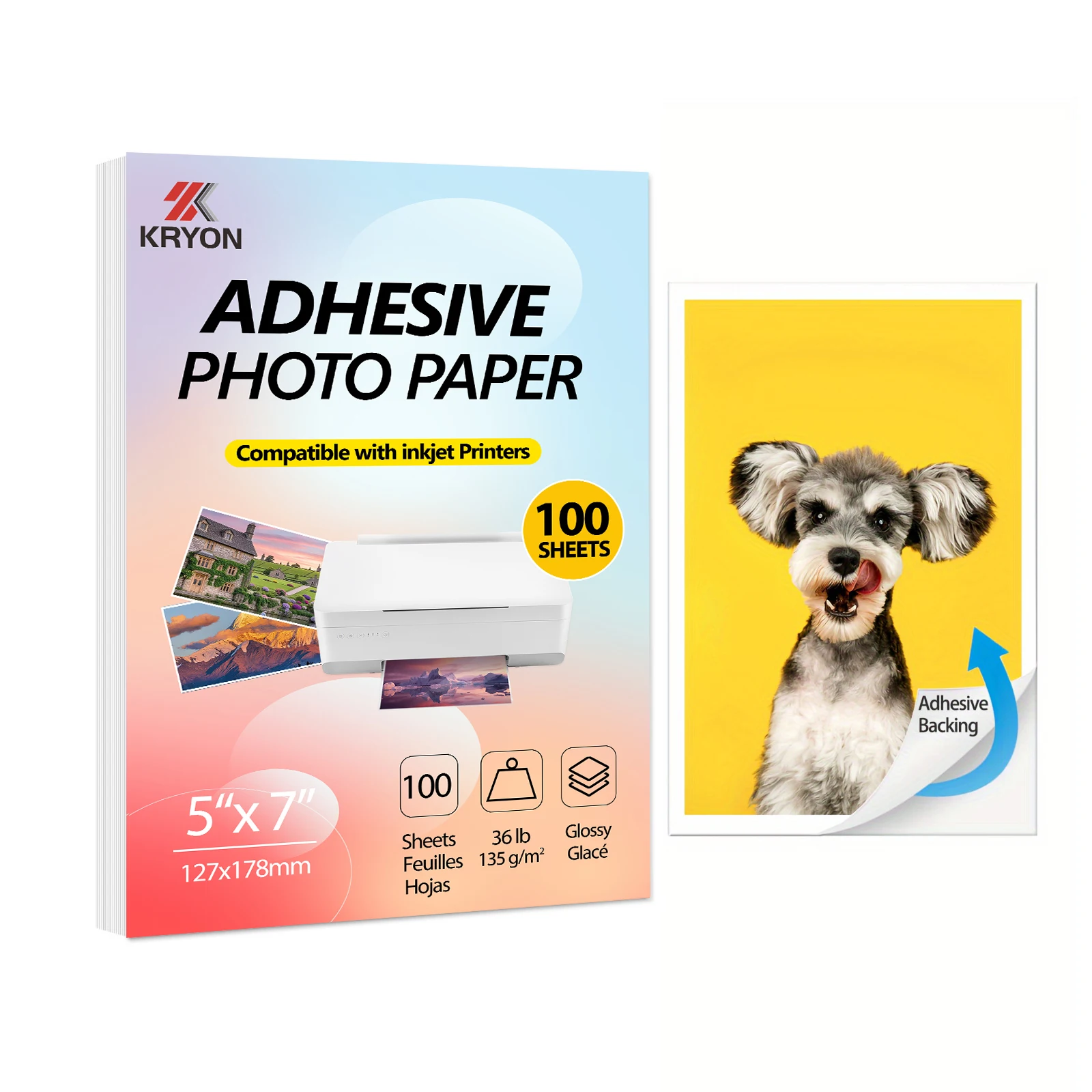 100 Blatt Glänzendes Aufkleberpapier passend für Tintenstrahldrucker Bedruckbares Selbstklebendes Fotopapier