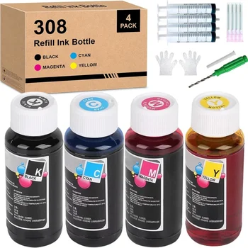308 Tintenflaschen-Nachfüllpackung passend für 308 308XL 308e Tintenpatronen für HPQ ENVY 6110 6120 6130 6520