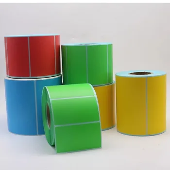 Thermopapierrolle 100 x 120, 100 x 150 mm, rot, gelb, lila, selbstklebendes Druckpapier, wasserfest