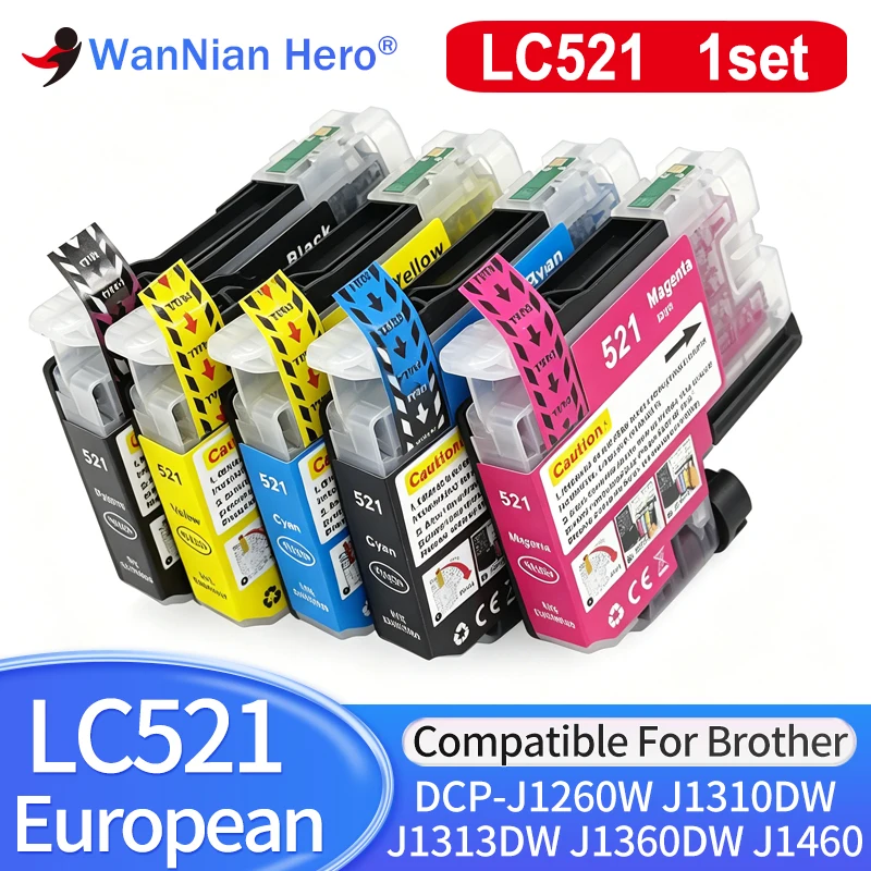 LC521 LC-521BK M Y Tintenpatrone, passend für Brother DCP-J1260W J1310DW DCP-J1313DW J1360DW J1460DW Druckern