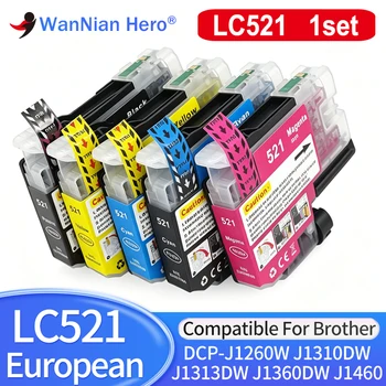 LC521 LC-521BK M Y Tintenpatrone, passend für Brother DCP-J1260W J1310DW DCP-J1313DW J1360DW J1460DW Druckern
