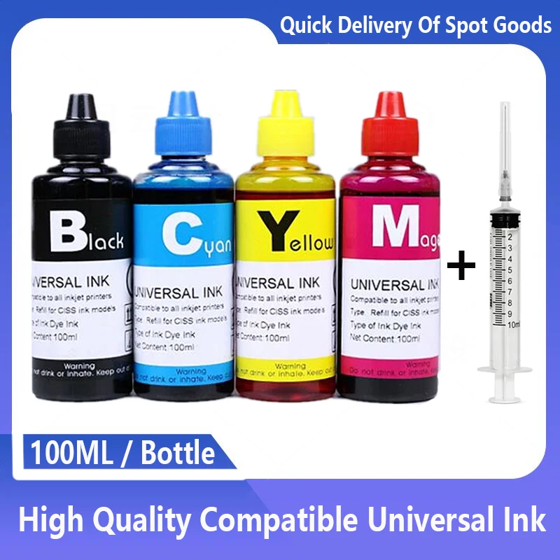 100ML Universal Nachfülltinten-Set passend für Epson, Canon, HP, Brother Tintenstrahldrucker CISS Kartusche