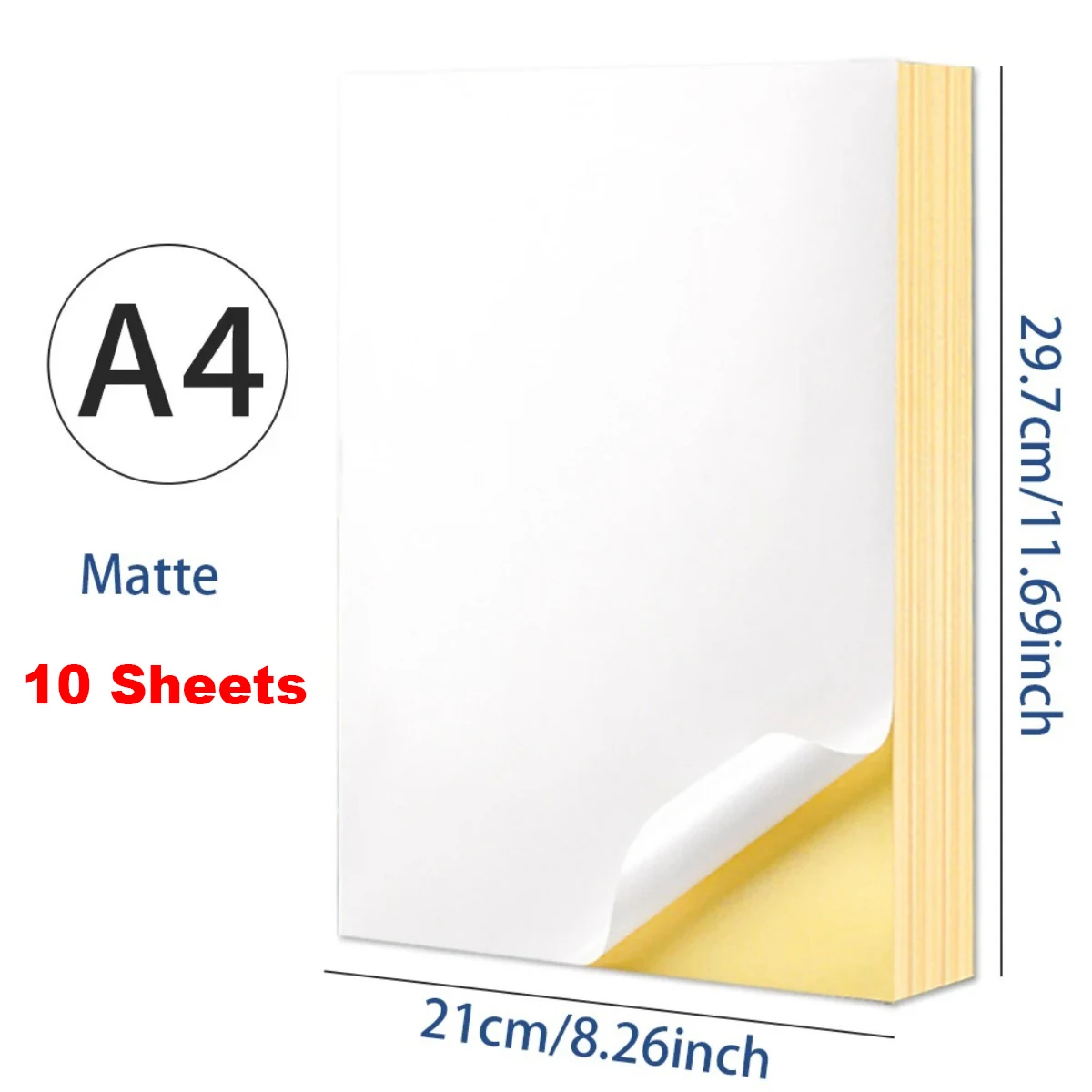 10 Blatt A4 Matt & Glänzend Doppelseitiges Tintensparendes Aufkleberpapier Weißer Rücken