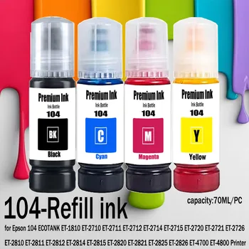 104 Premium Farbkompatible Nachfülltinte auf Wasserbasis passend für Epson ECOTANK ET-2821 ET-2825 ET-2826