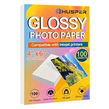 Glänzendes Fotopapier 10 x 15 cm 100 Blatt, 180 g/m² Premium Inkjet-Druckerpapier passend für Fotos, Kalender
