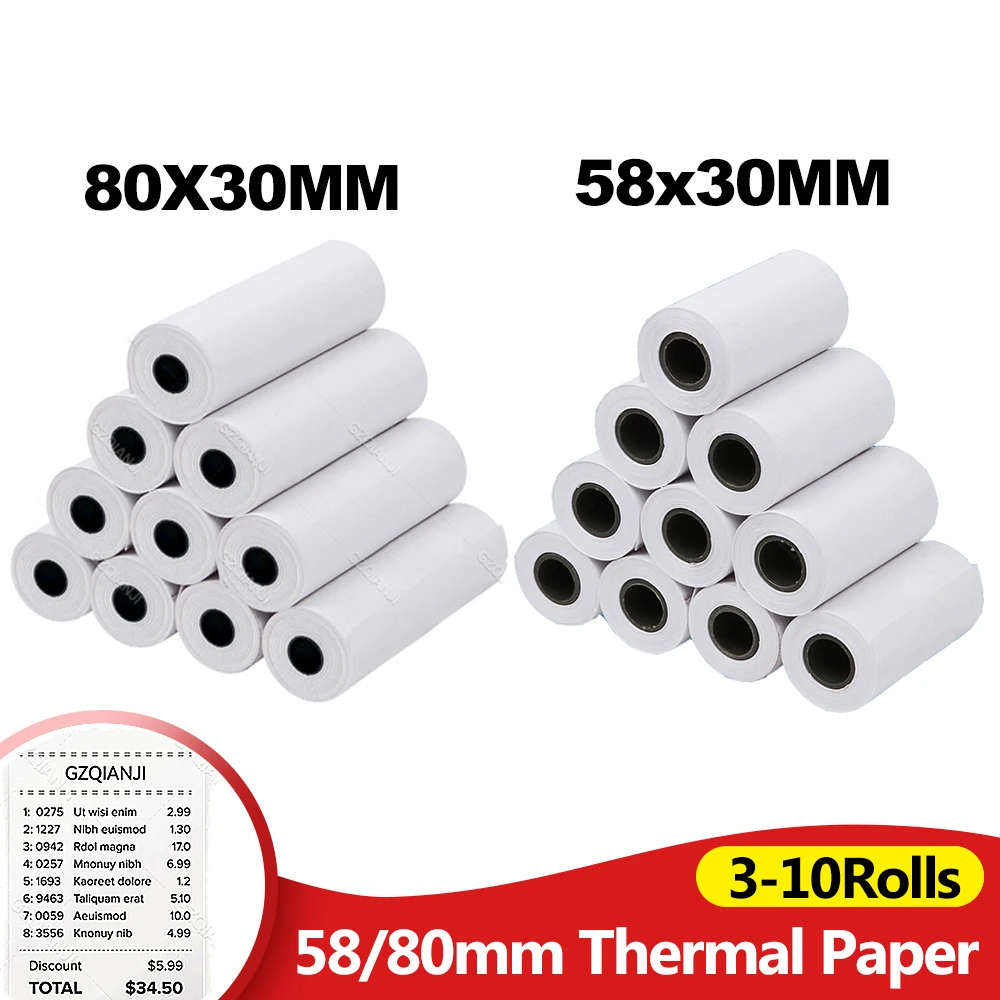 58mm/80mm Thermopapier passend für Mini-Thermo-Belegdrucker POS-Drucker 5,1 cm-Papierrollen für Geschäftliche