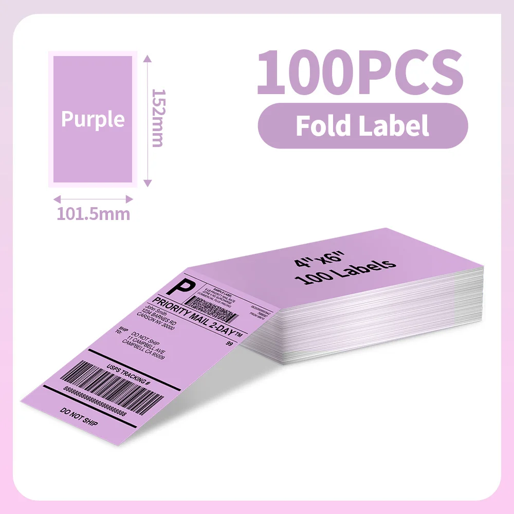 100 Blatt Phomemo-Versandetiketten im A6-Format, 100 x 150 mm, Thermo-Etikettenaufkleber, Rolle