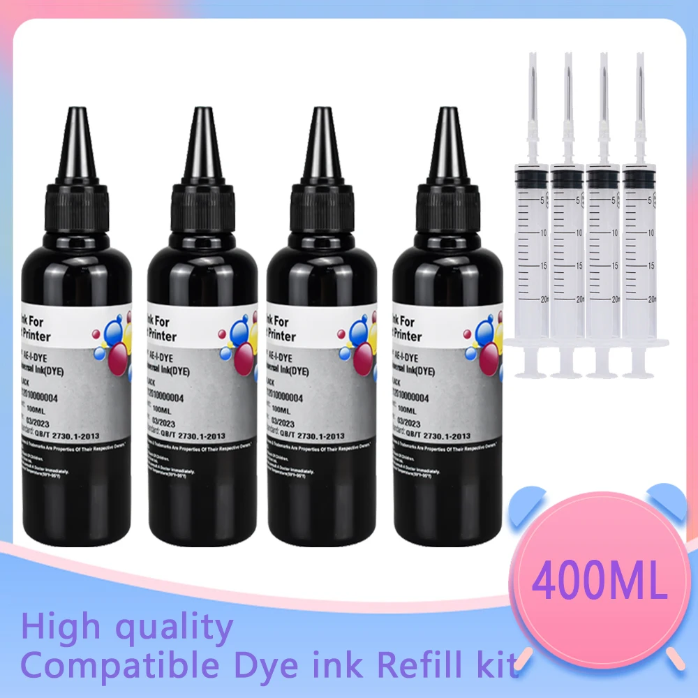 400 ml Dye Drucker 100 ml Flasche Tinte Nachfüllen Kits passend für HP – Bild 4