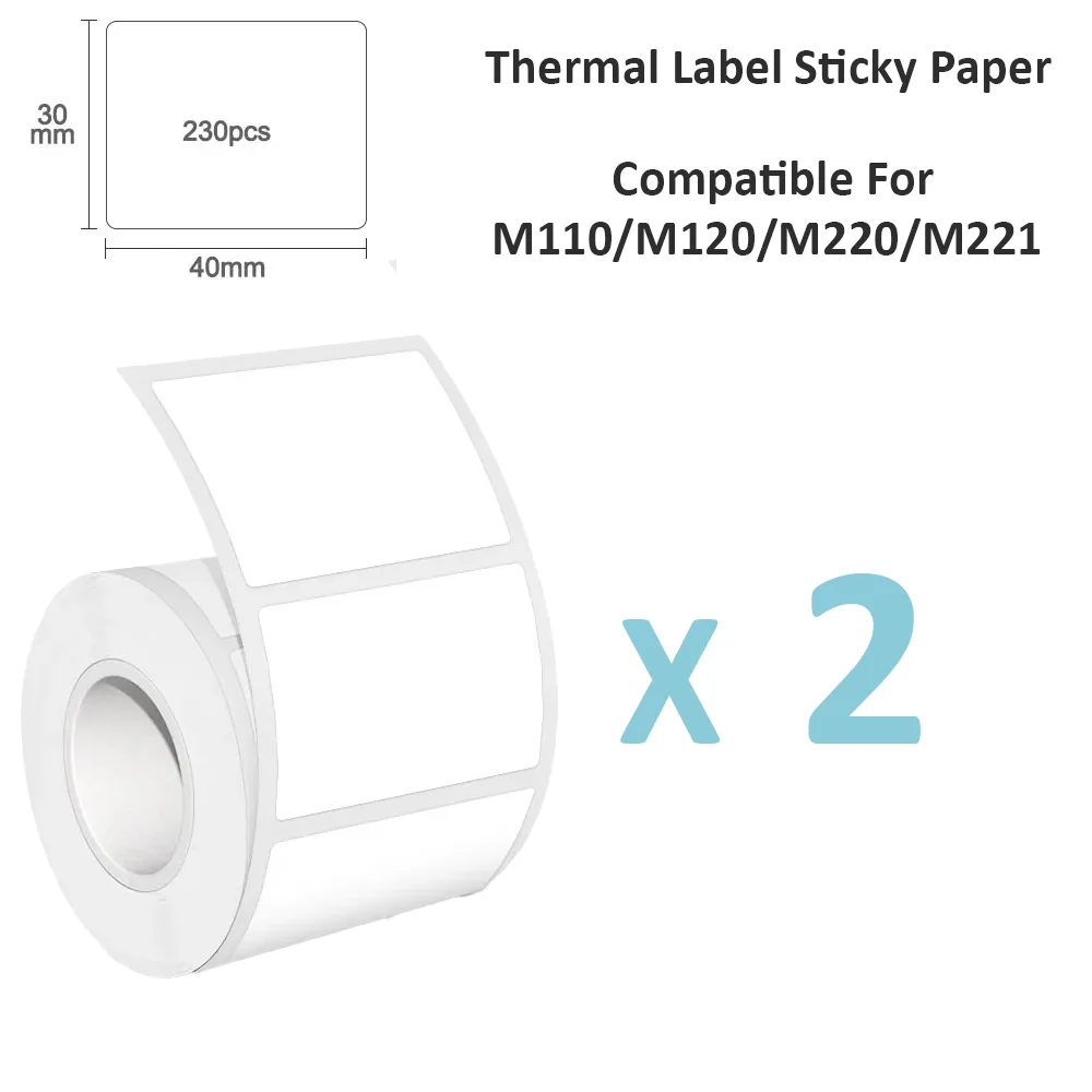 Phomemo M110/M220 40 x 30 mm Thermoetiketten - selbstklebende, wasserfeste Glanzaufkleber passend für den