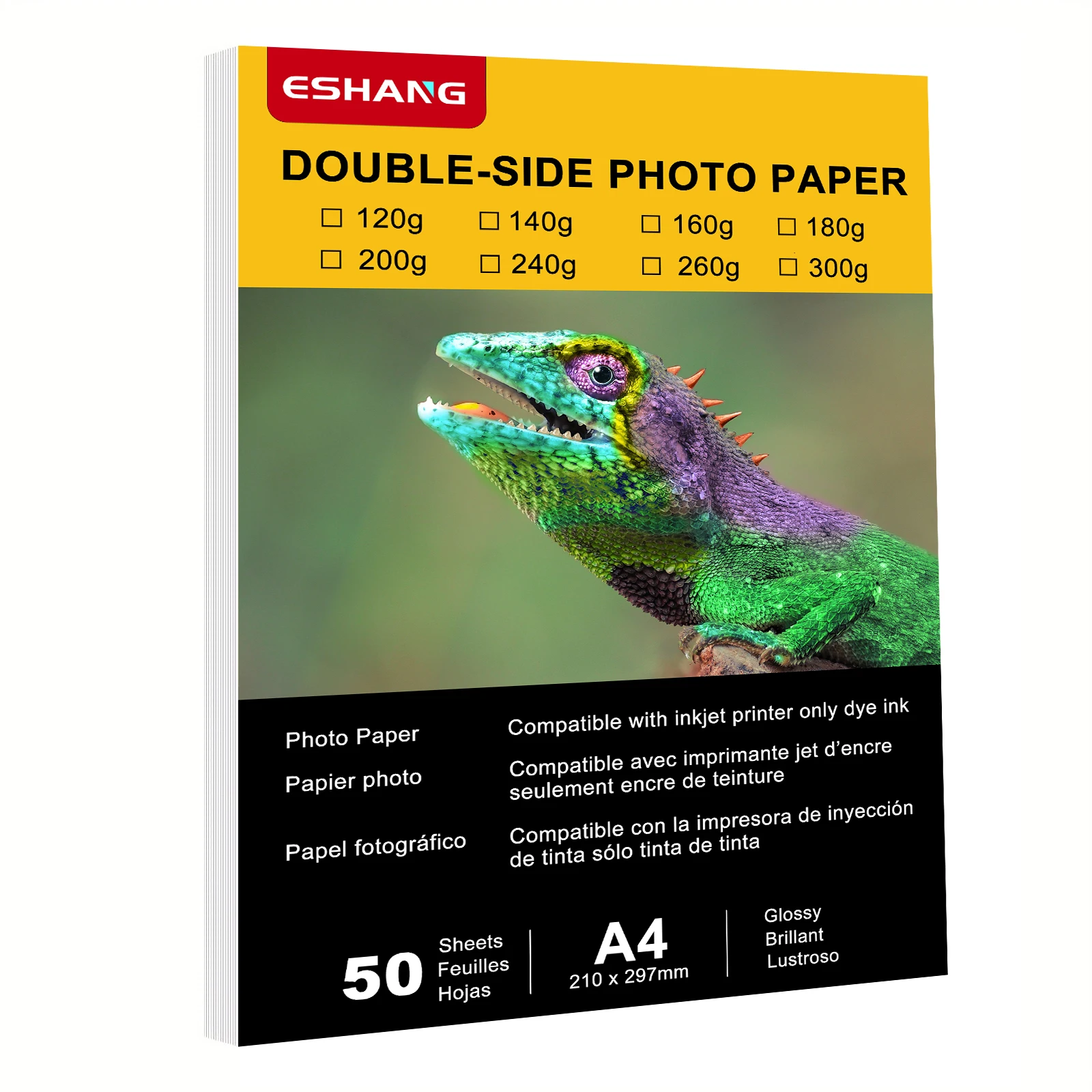 50 Blatt doppelseitiges Fotopapier, hochglänzendes Fotopapier, 21 x 30 cm, passend für Tintenstrahldrucker
