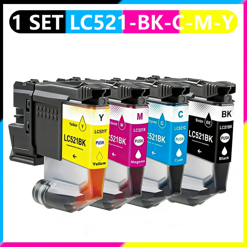 LC521 LC-521 Tintenpatrone passend für Brother DCP-J11260W J1310DW J1313DW J1360DW J1460DW Drucker - 4 Farben