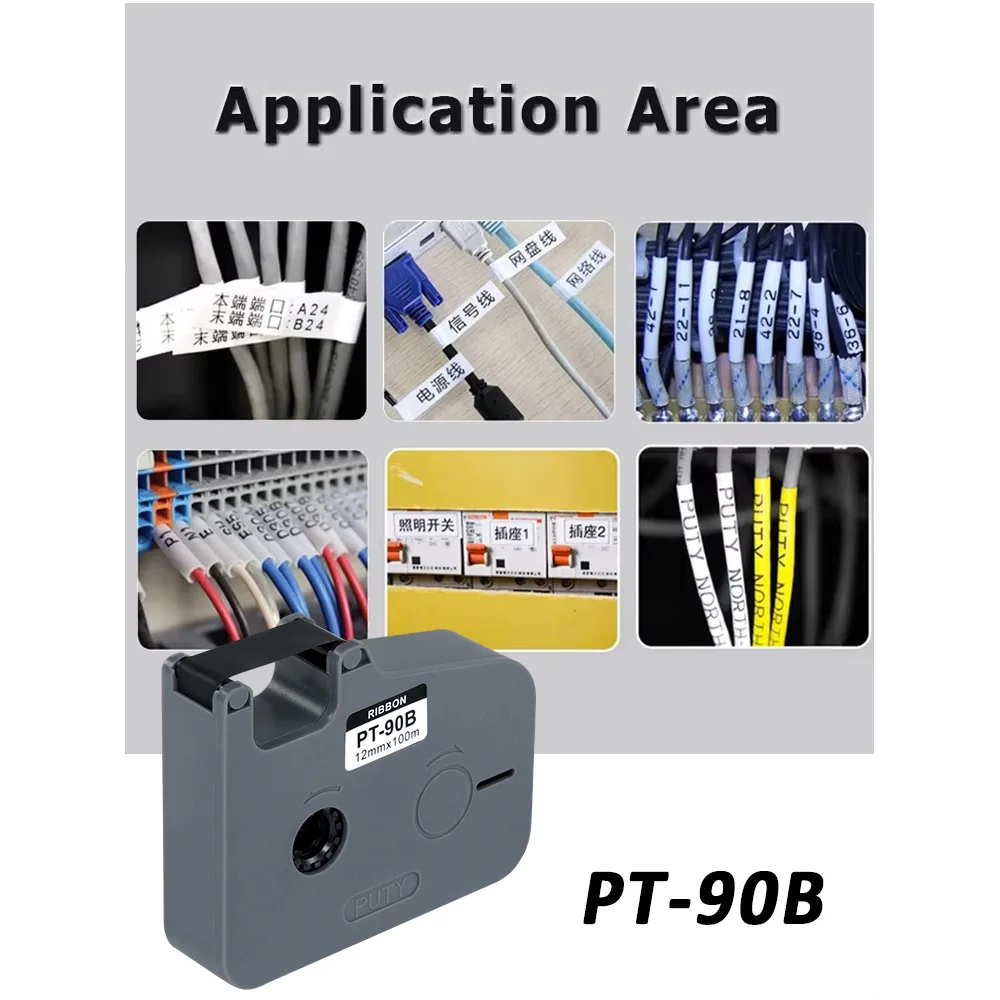 5er-Pack 10er-Pack schwarze Farbbandkassette PT-90B PT90B – Bild 5