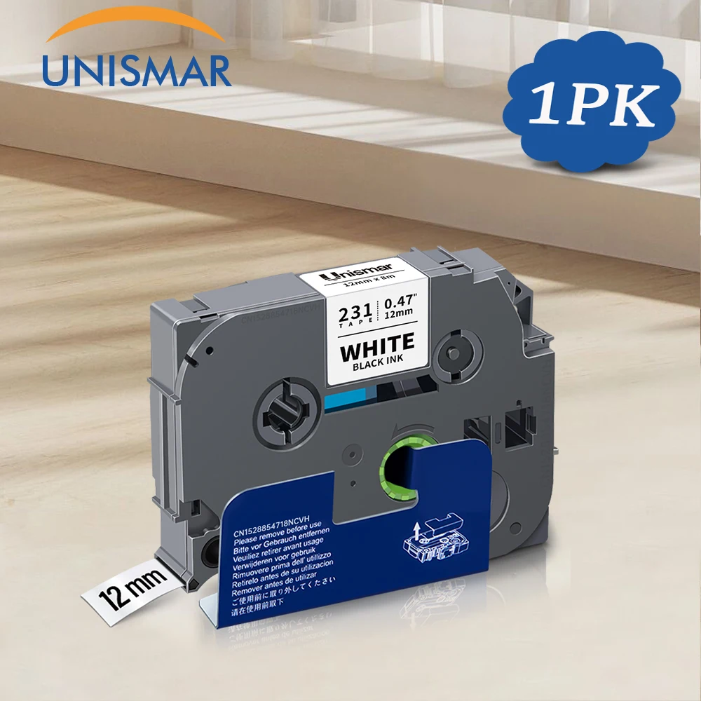 TZe-231 12 mm Etikett passend für Brother TZe Etikettenband TZe231 Schwarz auf Weiß Kompatibler Brother