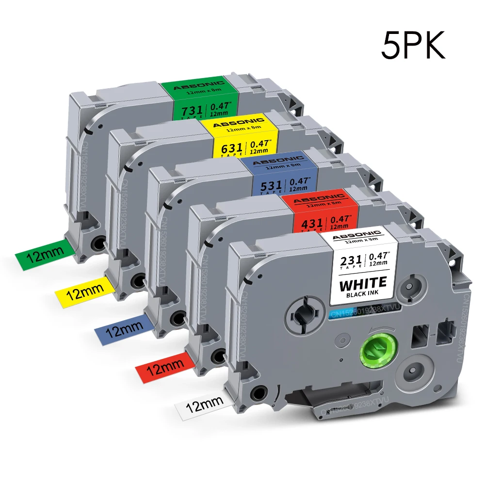 5er-Pack/10er-Pack für Brother TZe-Band TZe-231 TZe231 12mm Etiketten passend für Brother TZ Laminierte