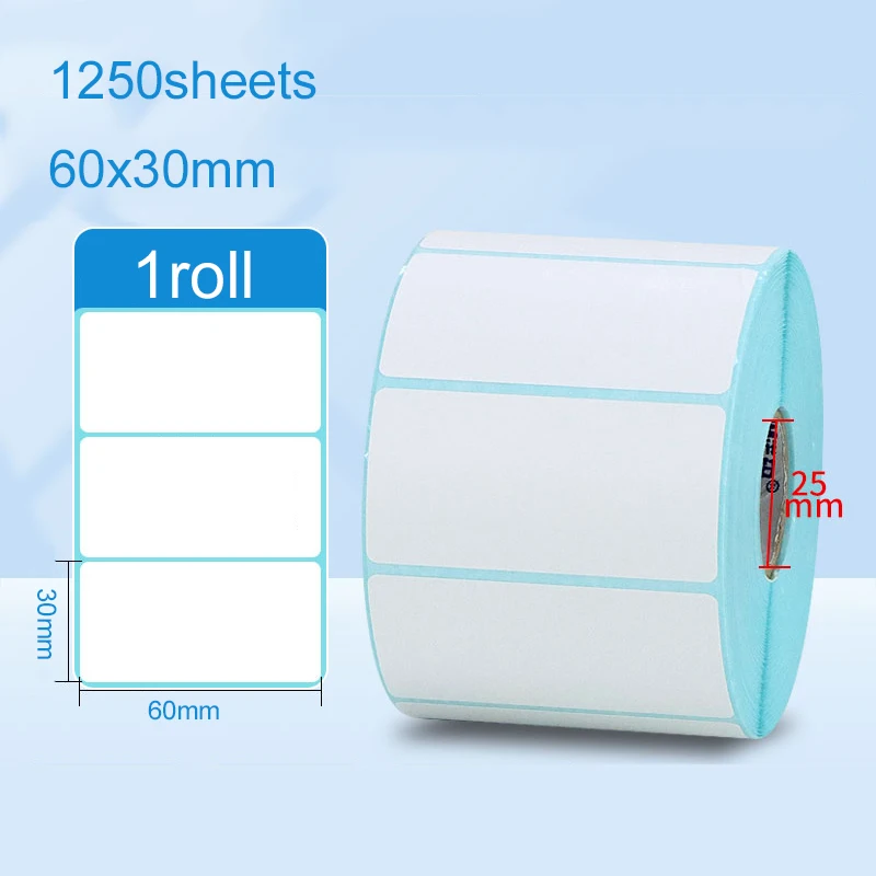 1 Rolle Thermo-Etiketten-Barcode-Aufkleber 70 x 30/80 x 60/100 x 100/100 x 150/60 x 30 mm, wasserdichter