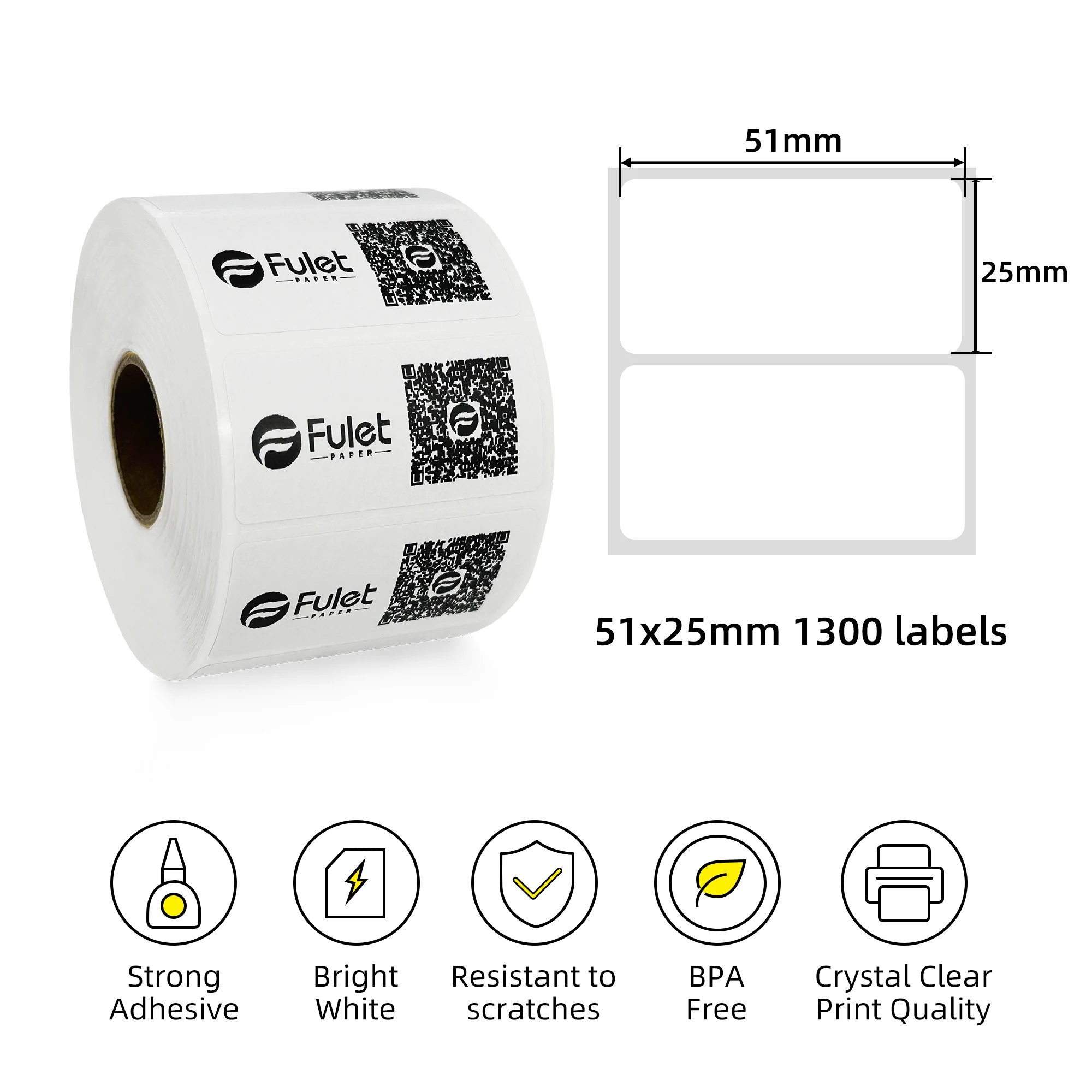2' X 1' Direkt-Thermoetiketten 51X25mm 1300 Etiketten pro Rolle – Bild 5