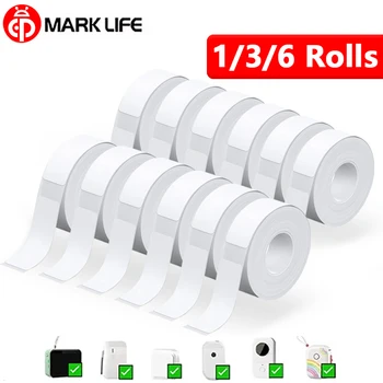 Marklife 1/3/6 Rollen Thermo-Etikettenkleber, weißer Aufkleber, transparentes UV-Papier, passend für P15 P12