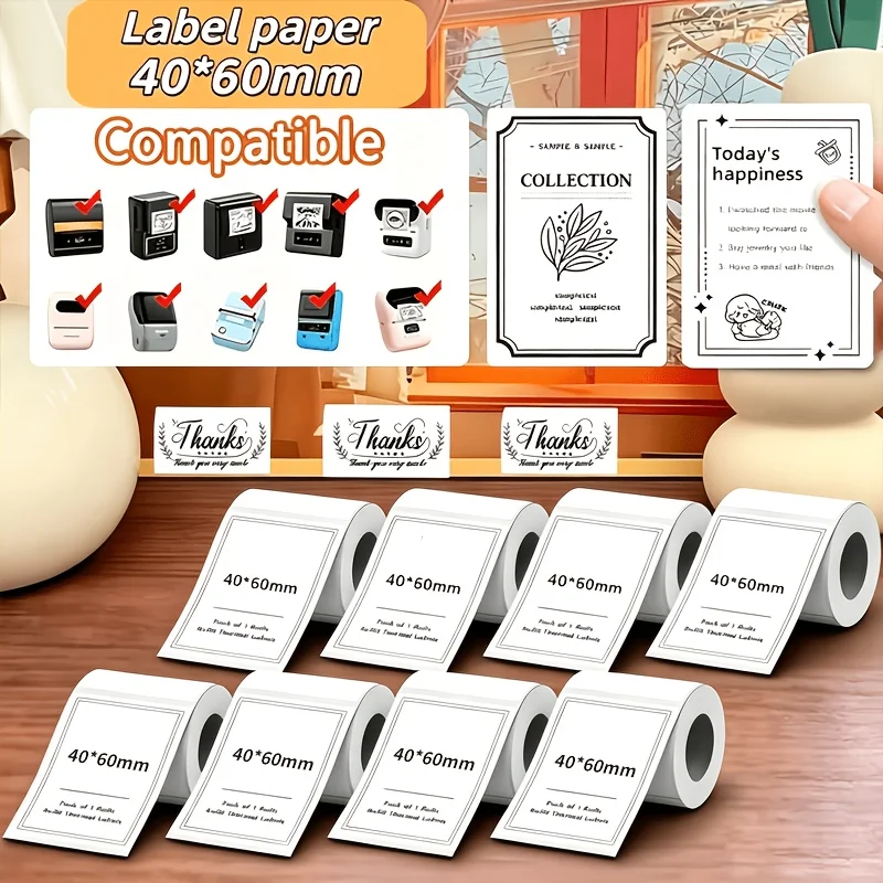 8 Rollen weiße Thermoetiketten 40x60mm selbstklebende Paketetiketten passend für SK58 SK35 SK45 M110 P50