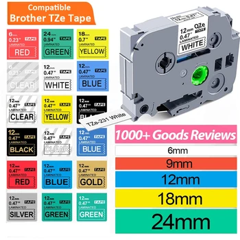 6/9/12/18/24 mm tze231 tze241 tze251 tz221 tze laminiertes Band passend für Brother Ptouch PT-H110 D600 710BT