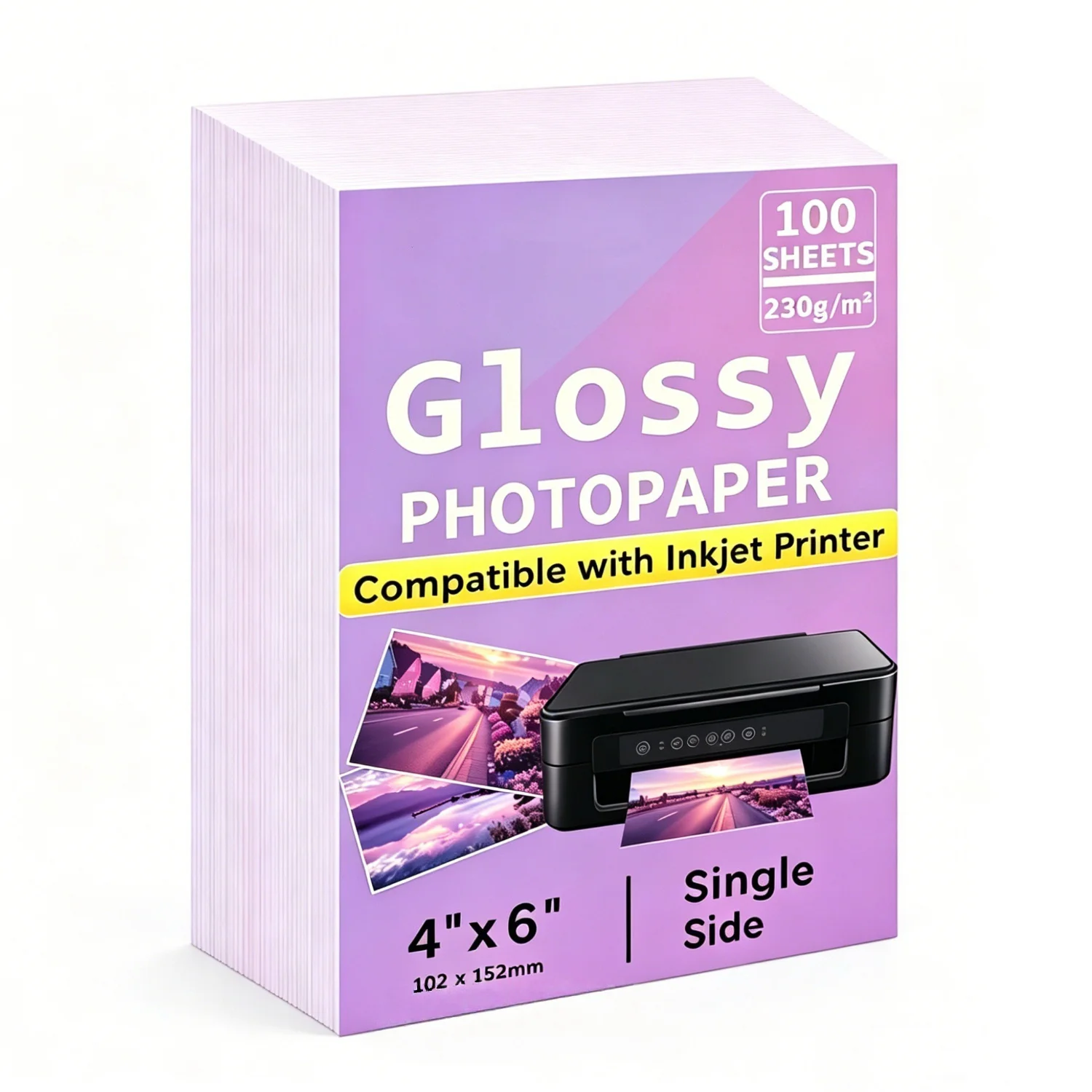 100 Blatt 4R Fotopapier, 230 g/m² 10 x 15 cm Premium Glänzendes Fotopapier Bildpapier Druckerpapier