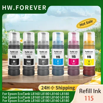 115 T115 Dye Ink Premium-kompatible Nachfülltinte passend für Epson EcoTank L8160 L8180 Drucker, 70 ml