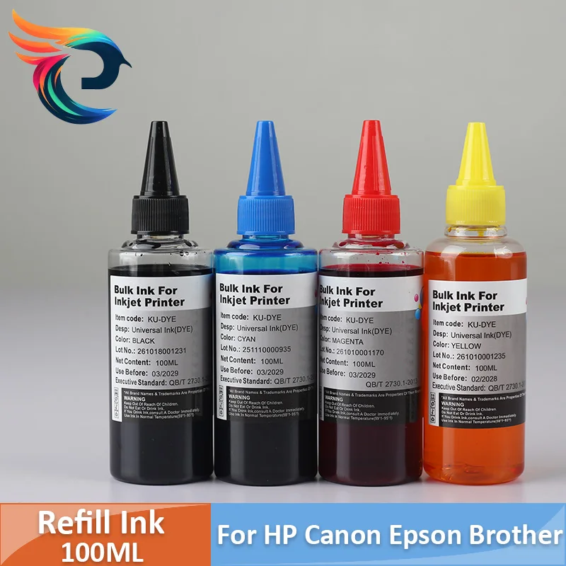 100ML Universal-Nachfülltinte passend für HP Canon Epson Brother Tank CISS Tintenpatronen Deskjet Drucker
