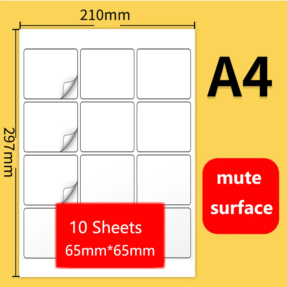 10 Blatt A4 weißes, selbstklebendes Papier, Aufkleber, matt-glänzende Oberfläche, Papierbogen