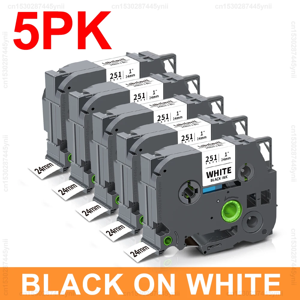 24 mm TZe251 Etikettenband, passend für Brother TZe 251 151 451 551 651 751 für Brother P-touch