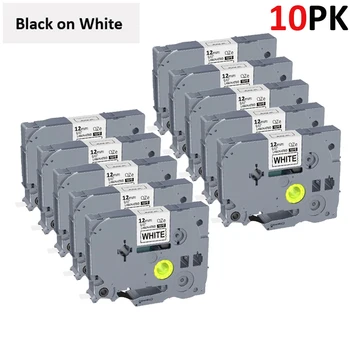 12 mm TZ231 Etikettenband TZ 231 TZ-231 Schwarz auf weißem Klebeband passend für Brother Ptouch (10 Stück)