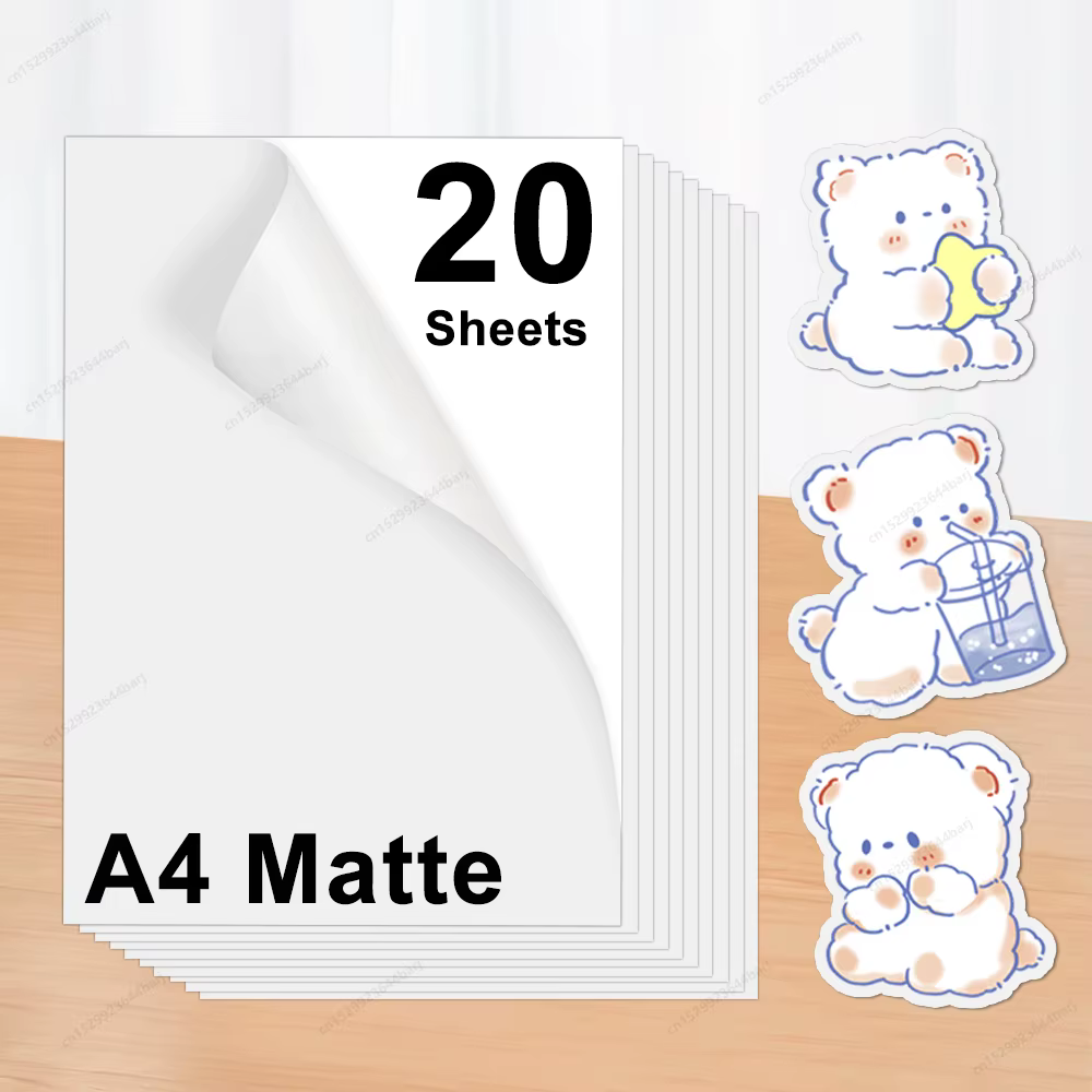 20/50 Blatt mattes, bedruckbares Vinyl-Aufkleberpapier, wasserfestes A4-Druckpapier