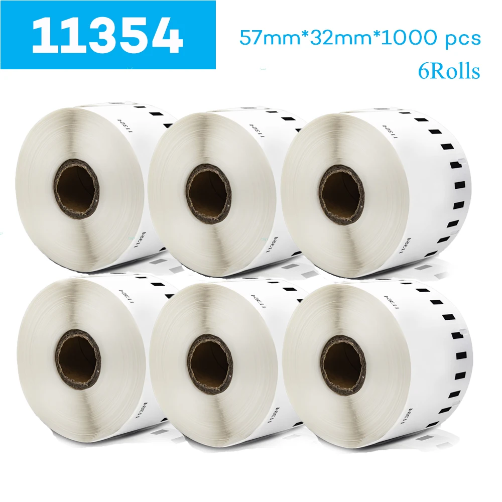 6Rolls Dymo Etiketten 11354 Rolle Papier 57mm * 32mm * 1000PCS passend für DYMO LabelWriter LW-450 450 Turbo