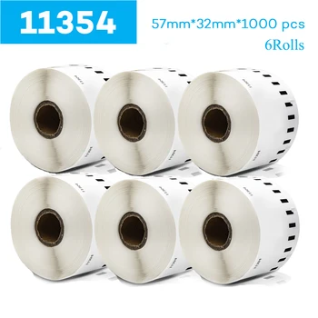 6Rolls Dymo Etiketten 11354 Rolle Papier 57mm * 32mm * 1000PCS passend für DYMO LabelWriter LW-450 450 Turbo