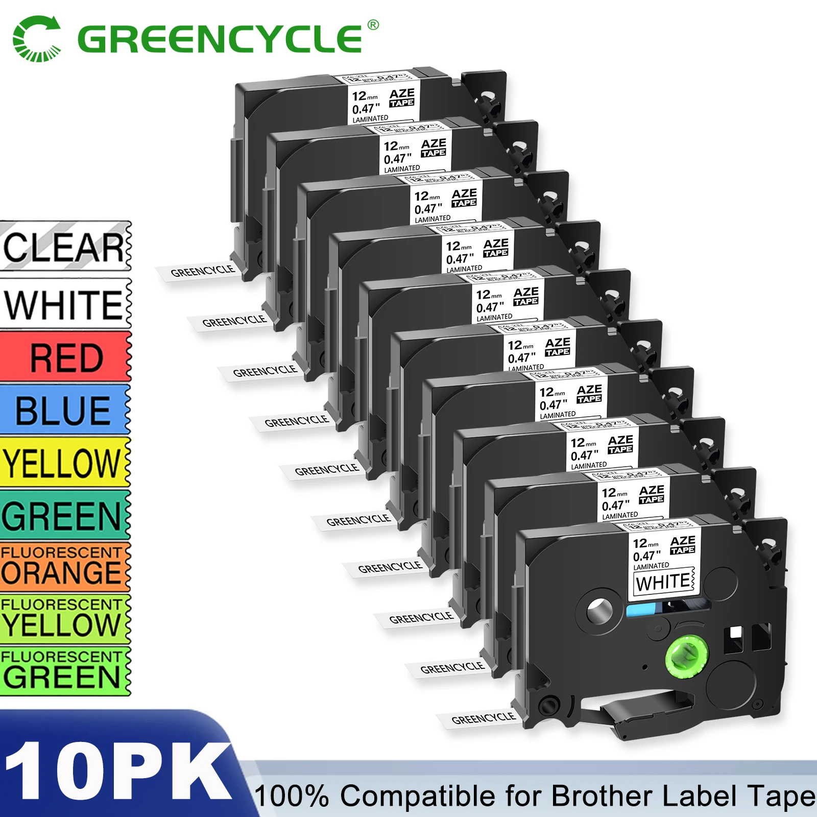 Etikettenband passend für Brother TZ Tze-231 131 631 6/9/12 mm laminierte Etikettenkassette (5 Stück)