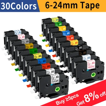 6/9/12/18/24mm passend für Brother-Band 12mm Kompatibles TZE-Etikettenband TZE231 251 für Ptouch PTH110 H107