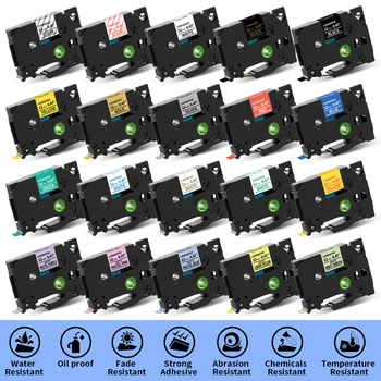 6/9/12/18/24mm passend für Brother-Band 12mm Kompatibles TZE-Etikettenband TZE231 221 für Ptouch PTH110 H107