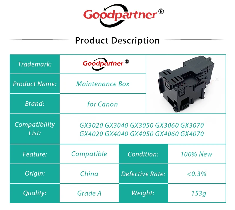 5X MC-G03 Wartungsbox passend für Resttintenbehälter für CANON GX3020 – Bild 6