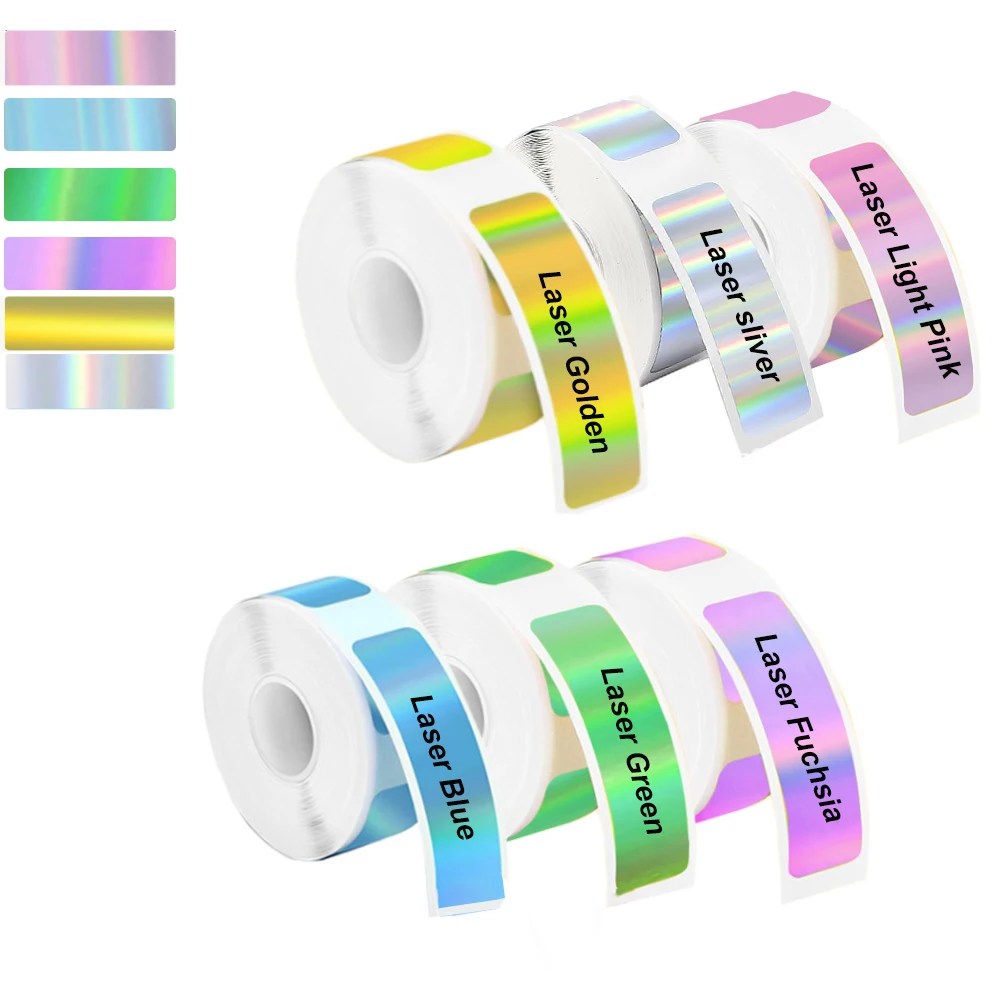 2 Rollen 12 * 40 mm holografischer Etikettenaufkleber passend für Marklife P15 P12 P11 D30 Q30S