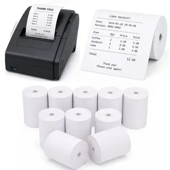 57x40mm Thermopapierrolle Weiß Glatte Aufkleberrolle passend für Belege Klarer Druck (10 Stück)