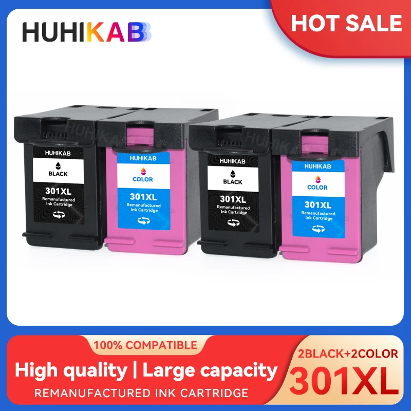 Huhikab 2 schwarz 2-Farben-Tintenpatronen 301 xl 301xl passend für HP Deskjet 1000 1010 1050 1050a 2050 2050a