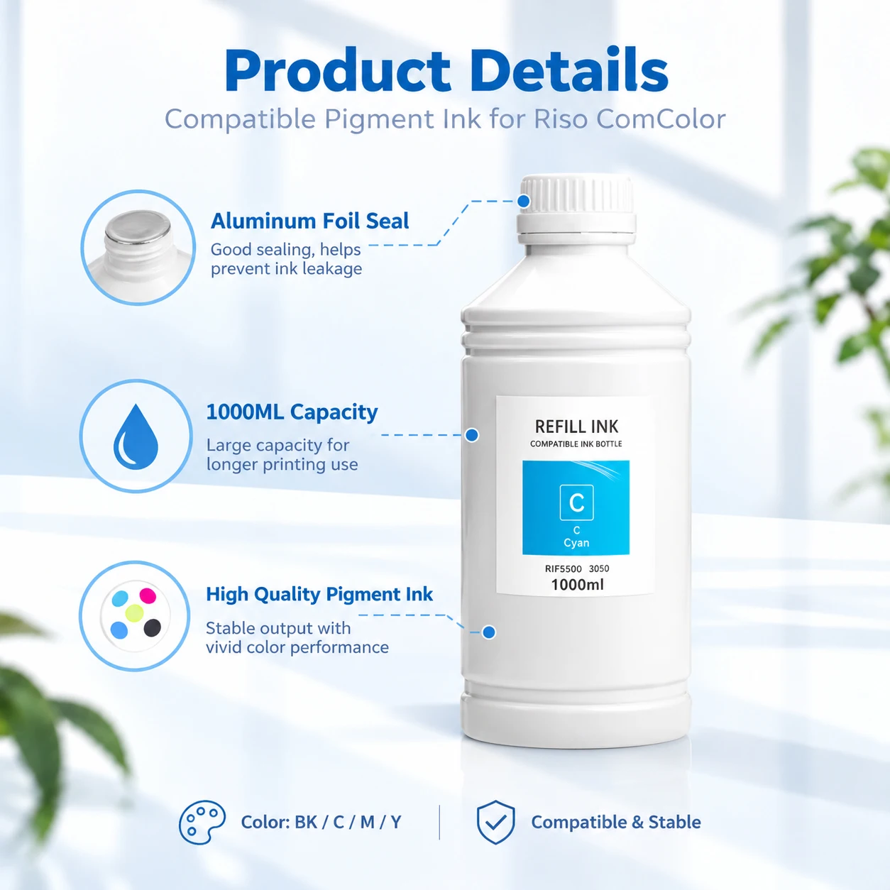 1000 ml Nachfüllpigmenttinte passend für Riso Comcolor 3150 7150 9150 – Bild 6
