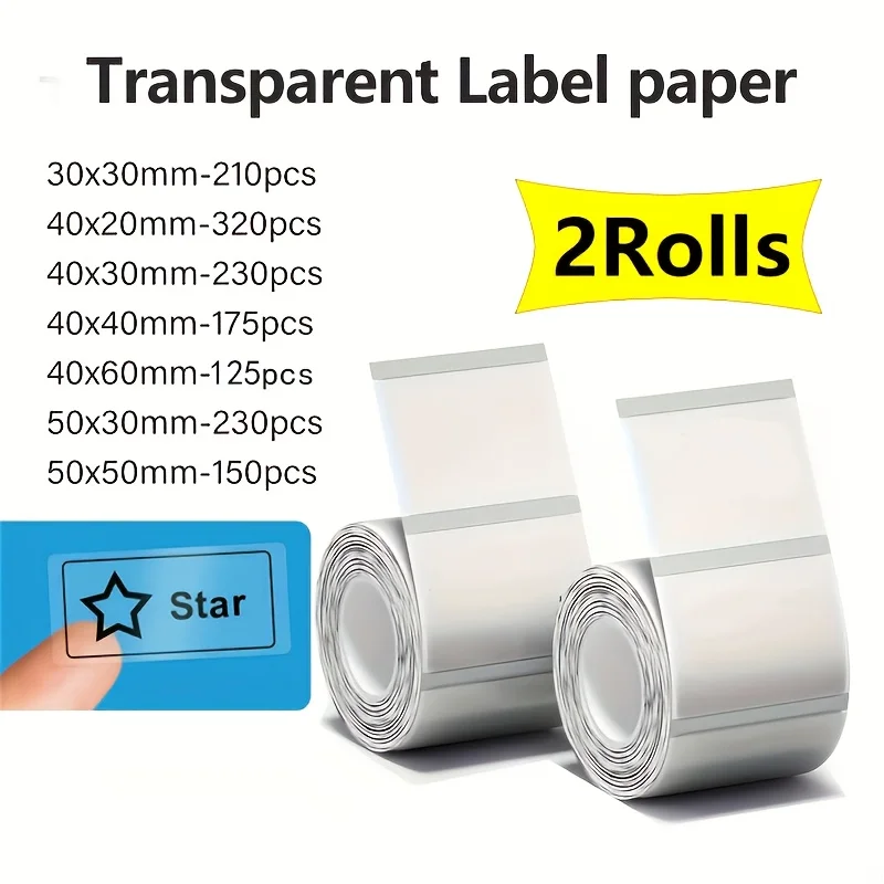 2 Rollen Transparente Thermosensitive Etiketten 40x30mm, Wasser- und Ölbeständig, Geeignet passend für Phomemo
