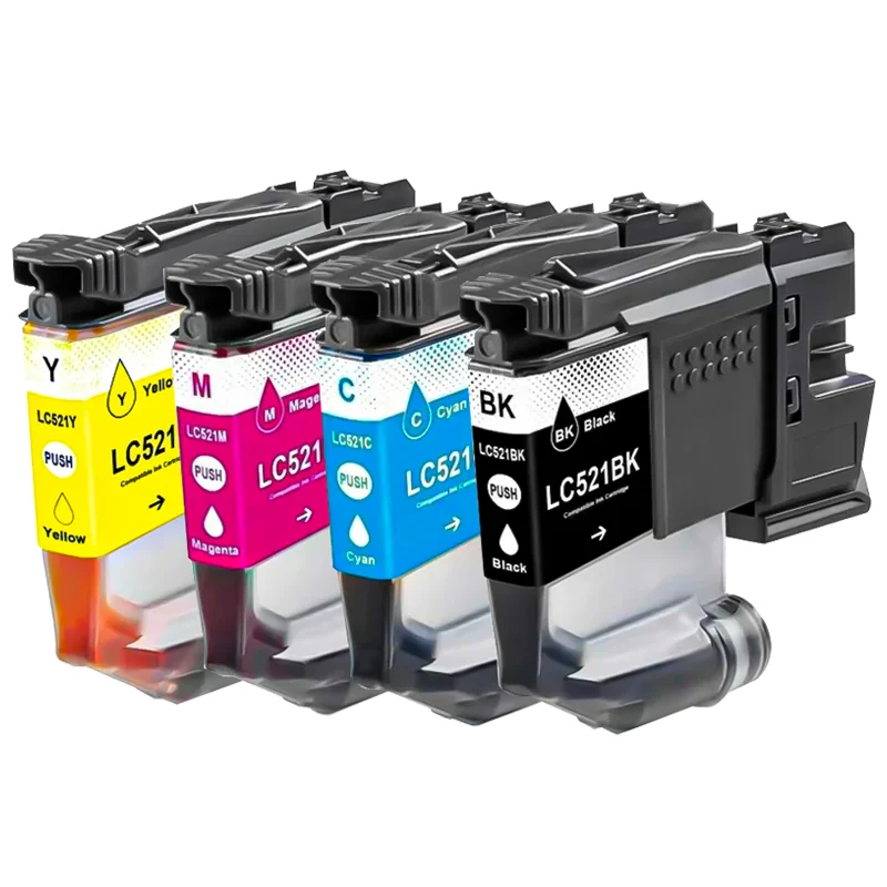 4 Farben/1 Set LC521 LC-521 521 Tintenpatrone - Schwarz, Cyan – Bild 5